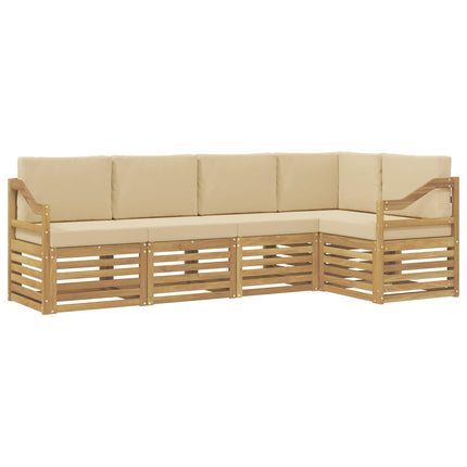 Utomhussoffset 5 st Vit och Beige Polyester