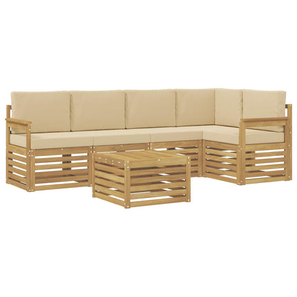 Utomhussoffset 6 st Vit och Beige Polyester