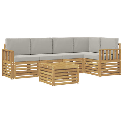 Utomhussoffset 6 pcs Vit och ljusgrå 59 x 59 x 37 cm Polyester