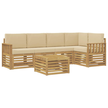 Utomhussoffset 6 st Vit och Beige Polyester