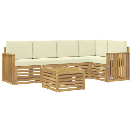 Utomhussoffset 6 pcs Vit och grädde 59 x 59 x 37 cm Polyester