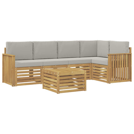 Utomhussoffset 6 pcs Vit och ljusgrå 59 x 59 x 37 cm Polyester