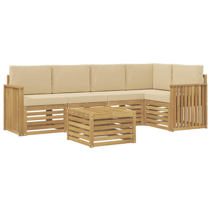 Utomhussoffset 6 pcs Vit och Beige 59 x 59 x 37 cm Polyester