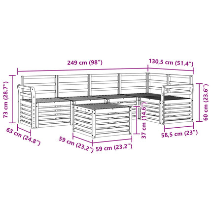 Utomhussoffset 6 pcs Vit 59 x 59 x 37 cm Massivt Akaciaträ