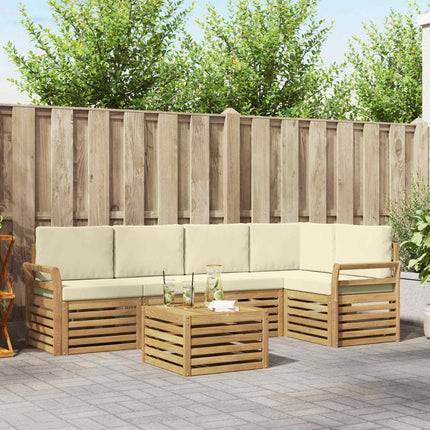Utomhussoffset 6 pcs Vit och grädde 59 x 59 x 37 cm Polyester