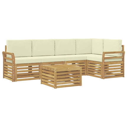 Utomhussoffset 6 pcs Vit och grädde 59 x 59 x 37 cm Polyester