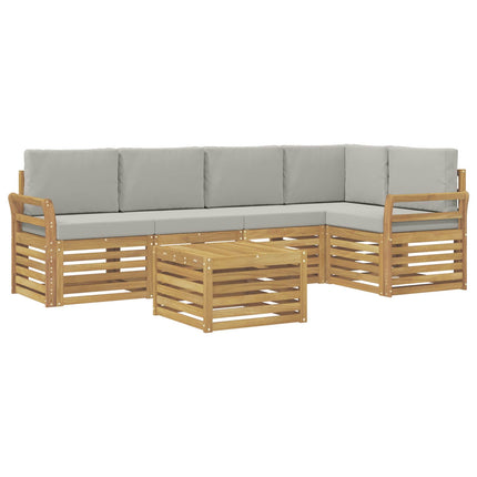 Utomhussoffset 6 pcs Vit och ljusgrå 59 x 59 x 37 cm Polyester