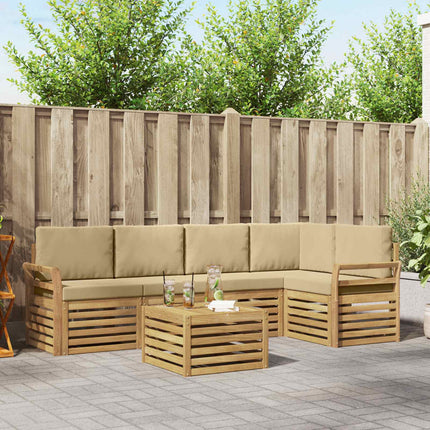 Utomhussoffset 6 pcs Vit och Beige 59 x 59 x 37 cm Polyester