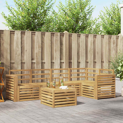 Utomhussoffset 6 pcs Vit 59 x 59 x 37 cm Massivt Akaciaträ