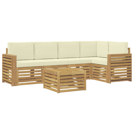 Utomhussoffset 6 pcs Vit och grädde 59 x 59 x 37 cm Polyester