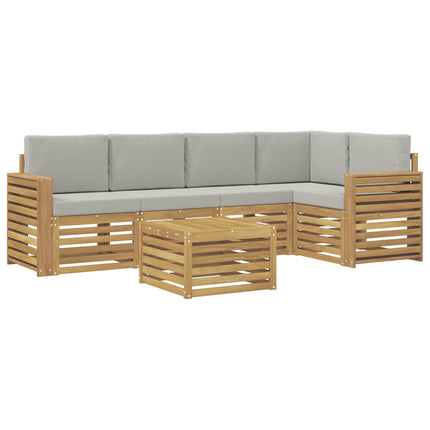 Utomhussoffset 6 pcs Vit och ljusgrå 59 x 59 x 37 cm Polyester