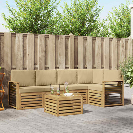 Utomhussoffset 6 pcs Vit och Beige 59 x 59 x 37 cm Polyester