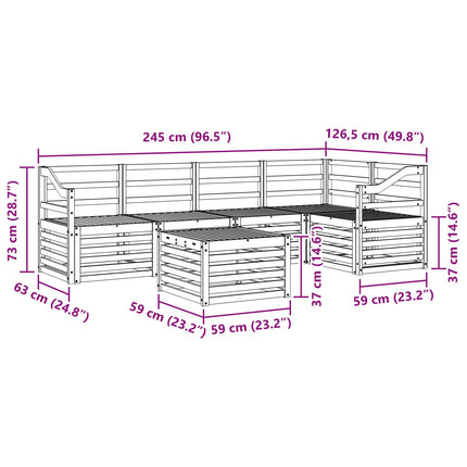 Utomhussoffset 6 pcs Vit 59 x 59 x 37 cm Massivt Akaciaträ
