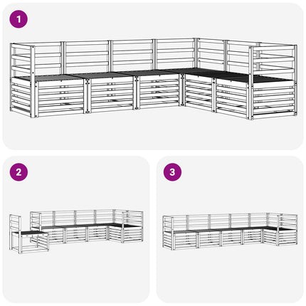 Utomhussoffset 6 pcs Vit 304 x 126,5 x 73 cm Massivt Akaciaträ