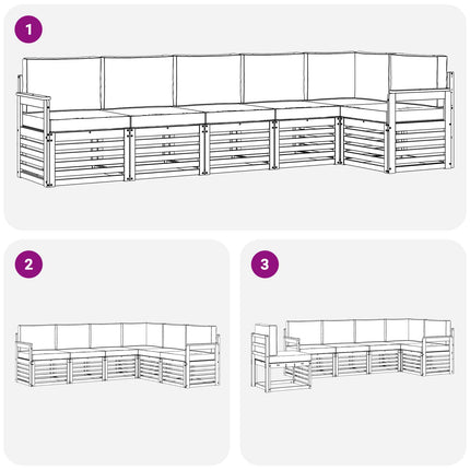 Utomhussoffset 6 pcs Vit och grädde 306 x 128,5 x 73 cm