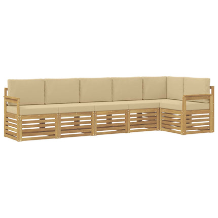 Utomhussoffset 6 pcs Vit och Beige 306 x 128,5 x 73 cm