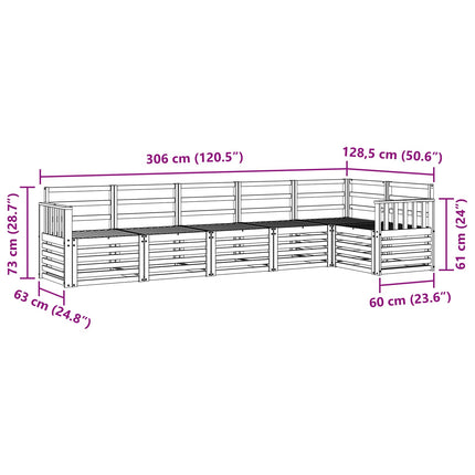 Utomhussoffset 6 pcs Vit 306 x 128,5 x 73 cm Massivt Akaciaträ