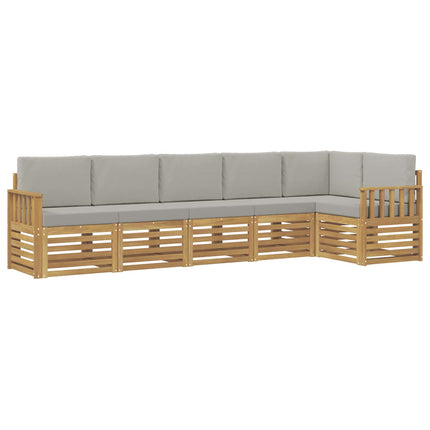 Utomhussoffset 6 pcs Vit och ljusgrå 306 x 128,5 x 73 cm