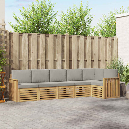 Utomhussoffset 6 pcs Vit och ljusgrå 306 x 128,5 x 73 cm