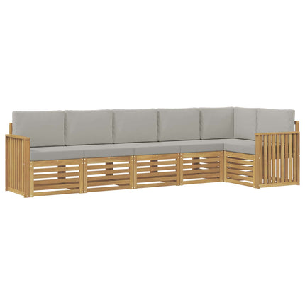 Utomhussoffset 6 pcs Vit och ljusgrå 306 x 128,5 x 73 cm