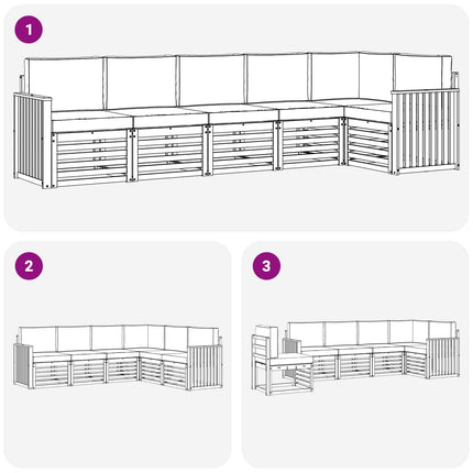 Utomhussoffset 6 pcs Vit och antracit 306 x 128,5 x 73 cm