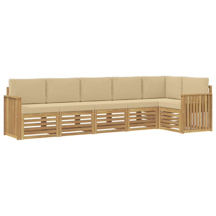 Utomhussoffset 6 pcs Vit och Beige 306 x 128,5 x 73 cm