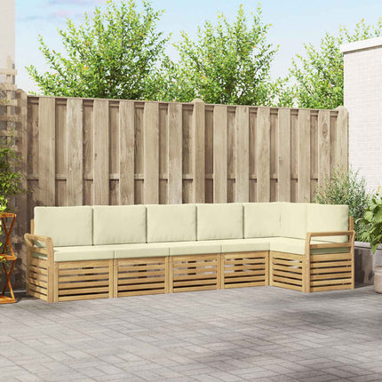 Utomhussoffset 6 pcs Vit och grädde 308 x 130,5 x 73 cm