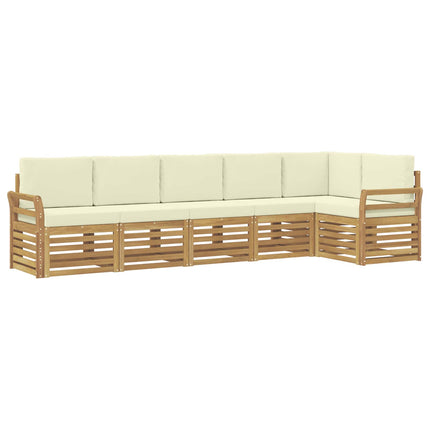 Utomhussoffset 6 pcs Vit och grädde 308 x 130,5 x 73 cm