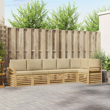 Utomhussoffset 6 pcs Vit och Beige 308 x 130,5 x 73 cm