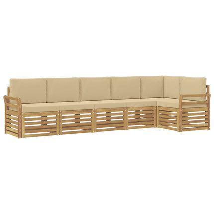 Utomhussoffset 6 pcs Vit och Beige 308 x 130,5 x 73 cm