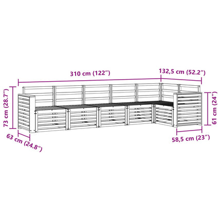 Utomhussoffset 6 pcs Vit 310 x 132,5 x 73 cm Massivt Akaciaträ