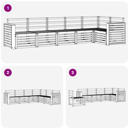 Utomhussoffset 6 pcs Vit 310 x 132,5 x 73 cm Massivt Akaciaträ