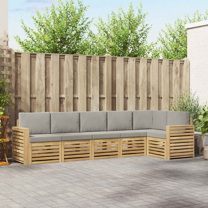 Utomhussoffset 6 pcs Vit och ljusgrå 310 x 132,5 x 73 cm