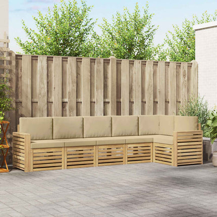 Utomhussoffset 6 pcs Vit och Beige 310 x 132,5 x 73 cm