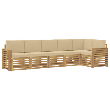 Utomhussoffset 6 pcs Vit och Beige 310 x 132,5 x 73 cm