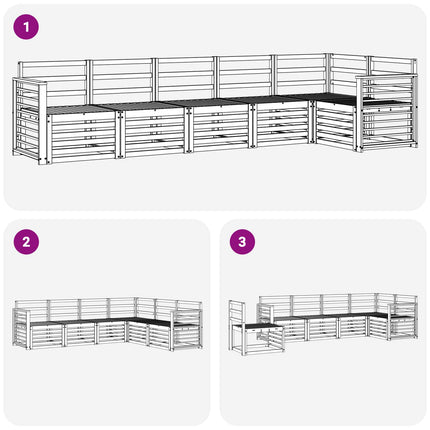 Utomhussoffset 6 pcs Vit 306 x 128,5 x 73 cm Massivt Akaciaträ