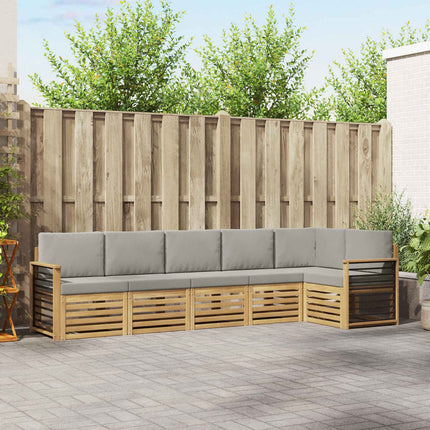 Utomhussoffset 6 pcs Vit och ljusgrå 306 x 128,5 x 73 cm