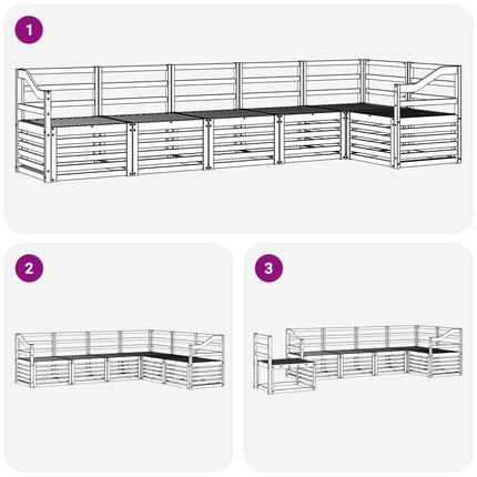 Utomhussoffset 6 pcs Vit 304 x 126,5 x 73 cm Massivt Akaciaträ
