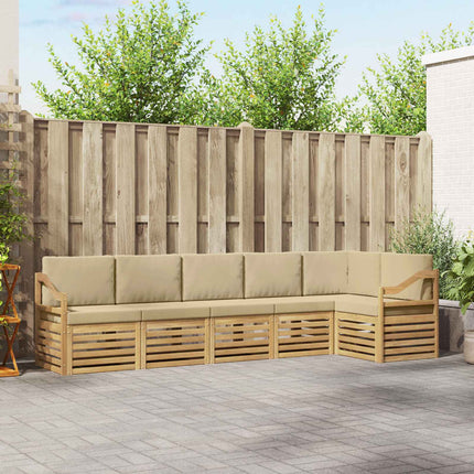 Utomhussoffset 6 pcs Vit och Beige 304 x 126,5 x 73 cm