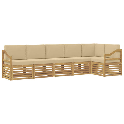Utomhussoffset 6 pcs Vit och Beige 304 x 126,5 x 73 cm