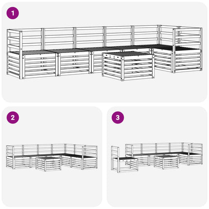 Utomhussoffset 7 pcs Vit 59 x 59 x 37 cm Massivt Akaciaträ