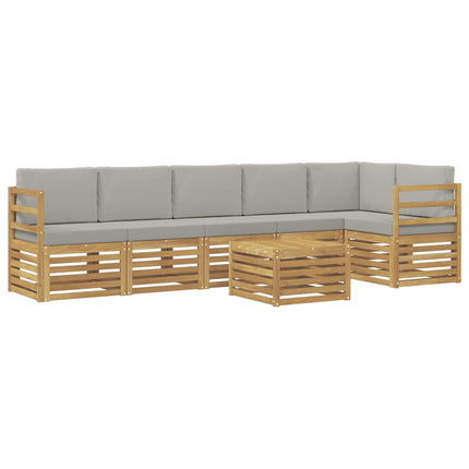 Utomhussoffset 7 pcs Vit och ljusgrå 59 x 59 x 37 cm Polyester