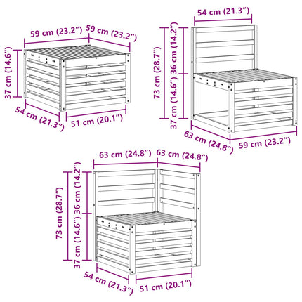 Utomhussoffset 7 pcs Vit 59 x 59 x 37 cm Massivt Akaciaträ