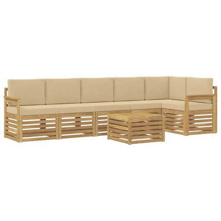 Utomhussoffset 7 st Vit och Beige Polyester