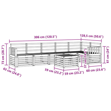 Utomhussoffset 7 pcs Vit 59 x 59 x 37 cm Massivt Akaciaträ