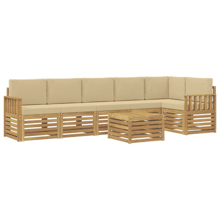 Utomhussoffset 7 st Vit och Beige Polyester