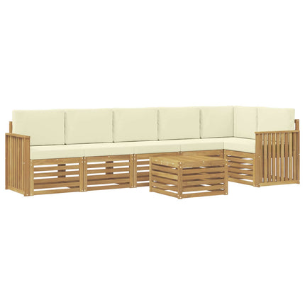 Utomhussoffset 7 pcs Vit och grädde 59 x 59 x 37 cm Polyester