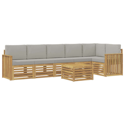 Utomhussoffset 7 pcs Vit och ljusgrå 59 x 59 x 37 cm Polyester