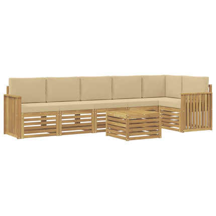 Utomhussoffset 7 pcs Vit och Beige 59 x 59 x 37 cm Polyester