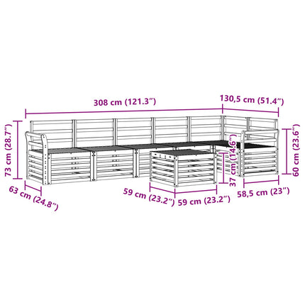 Utomhussoffset 7 pcs Vit 59 x 59 x 37 cm Massivt Akaciaträ
